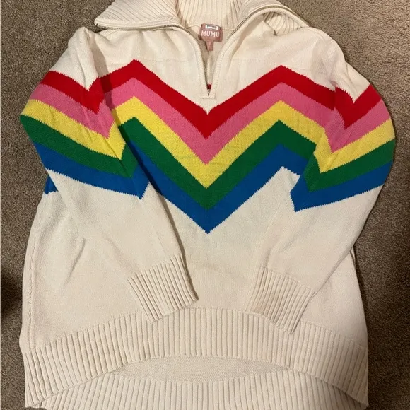 Show Me Your Mumu Weston Half Zip Pullover in Rainbow Slope Size Small