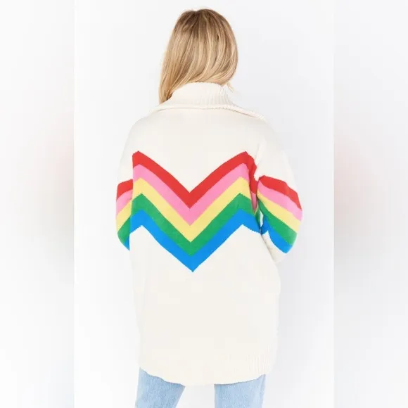 Show Me Your Mumu Weston Half Zip Pullover in Rainbow Slope Size Small
