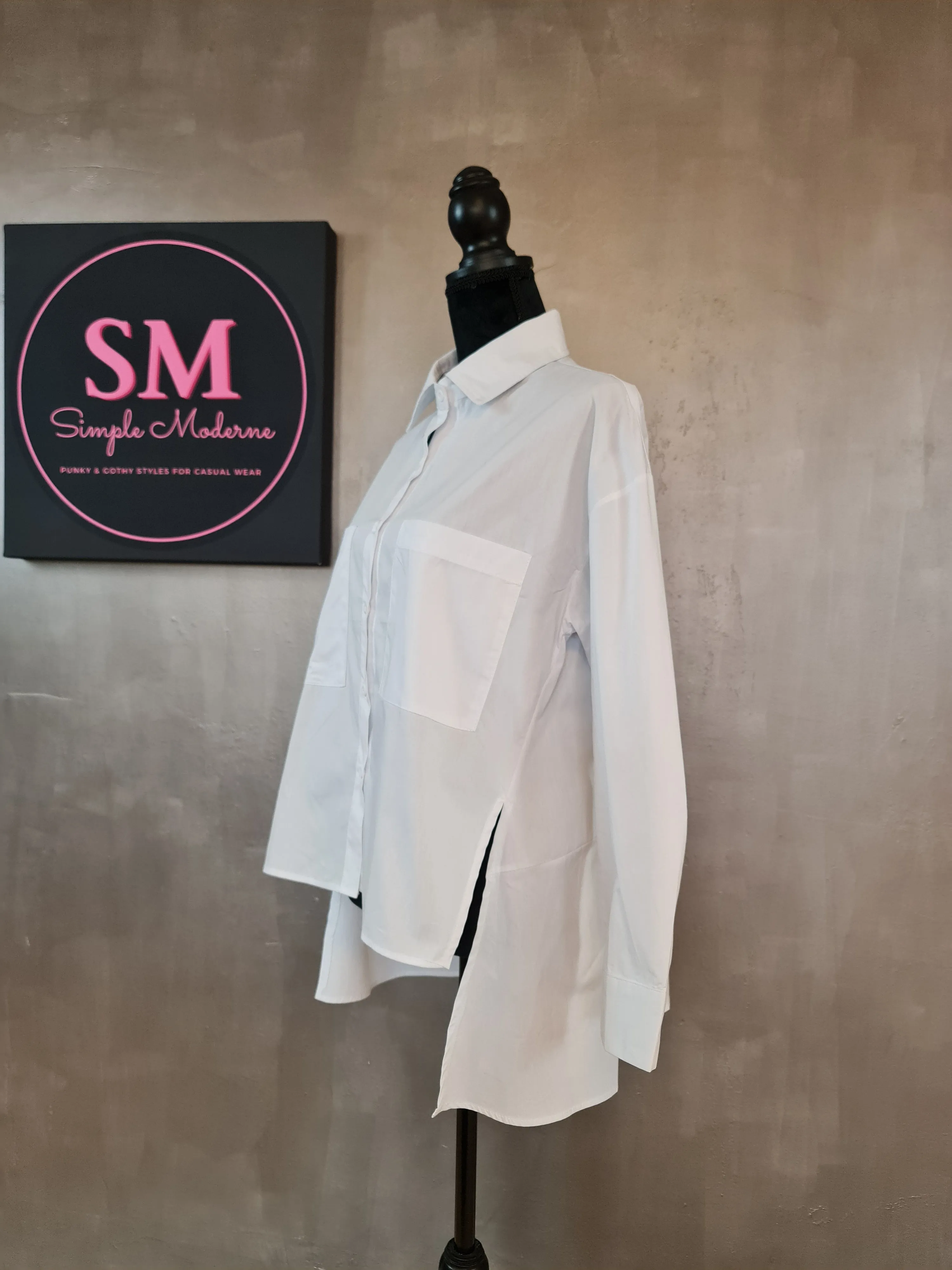 Simple Moderne Jazz Up Punky Basic Relaxed Fit Shirt