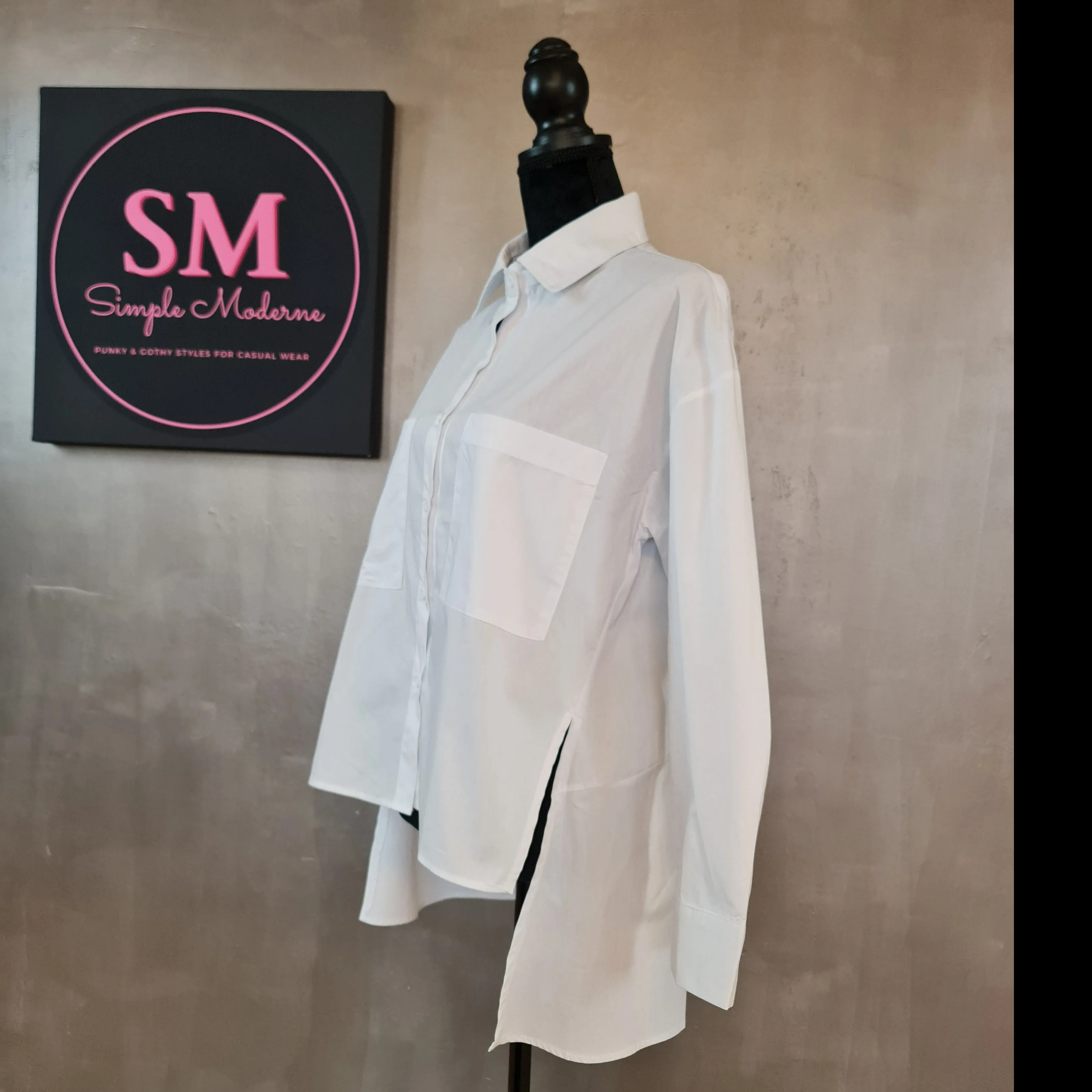 Simple Moderne Jazz Up Punky Basic Relaxed Fit Shirt