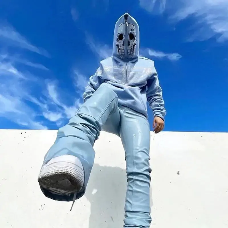 Skull Hood Rhinestone Skeleton Hoodie