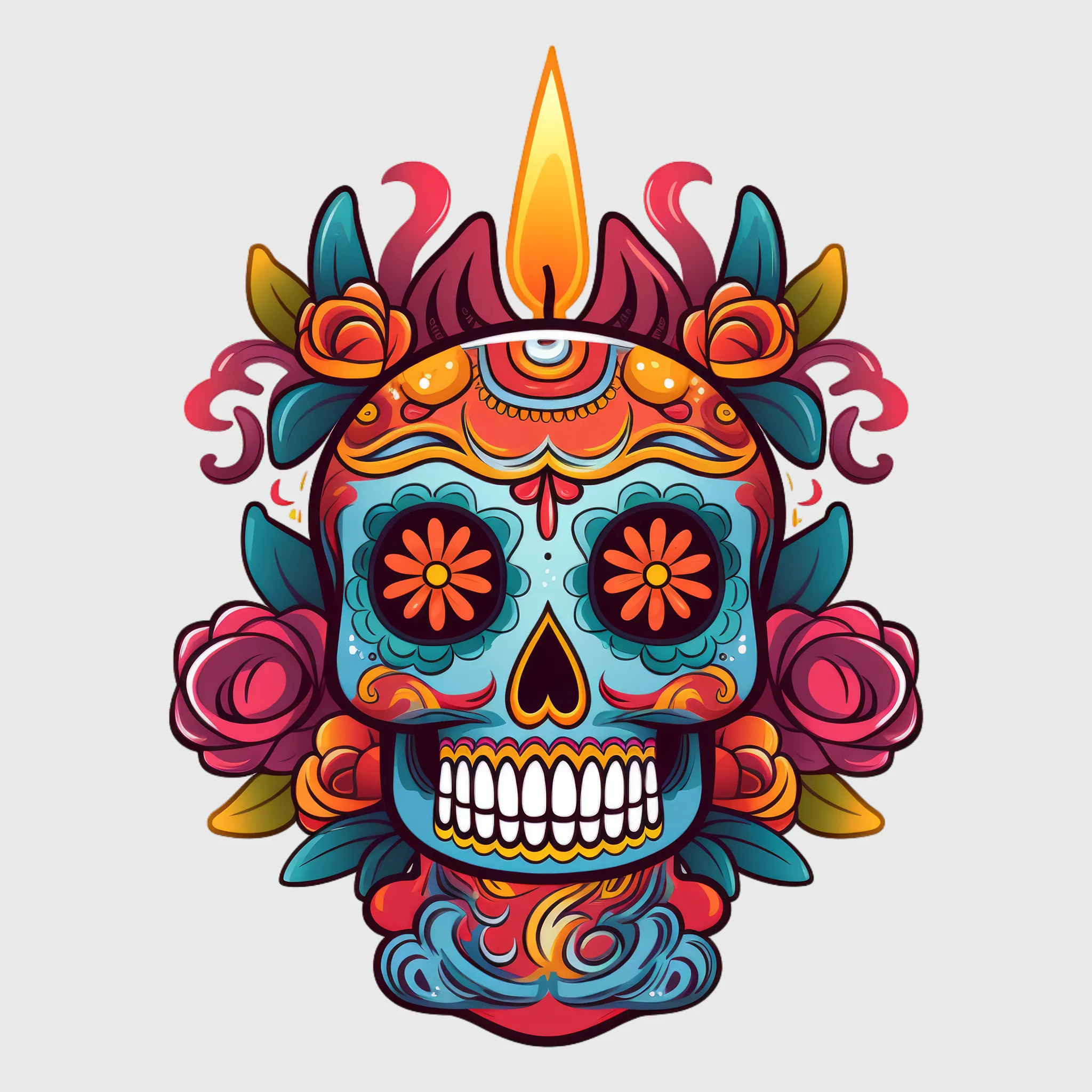 Skull with Flower Crown Transfer