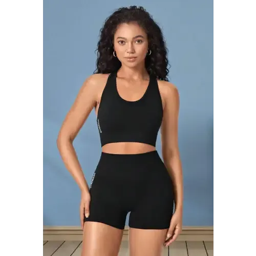 Sleek Cropped Black Sports Set