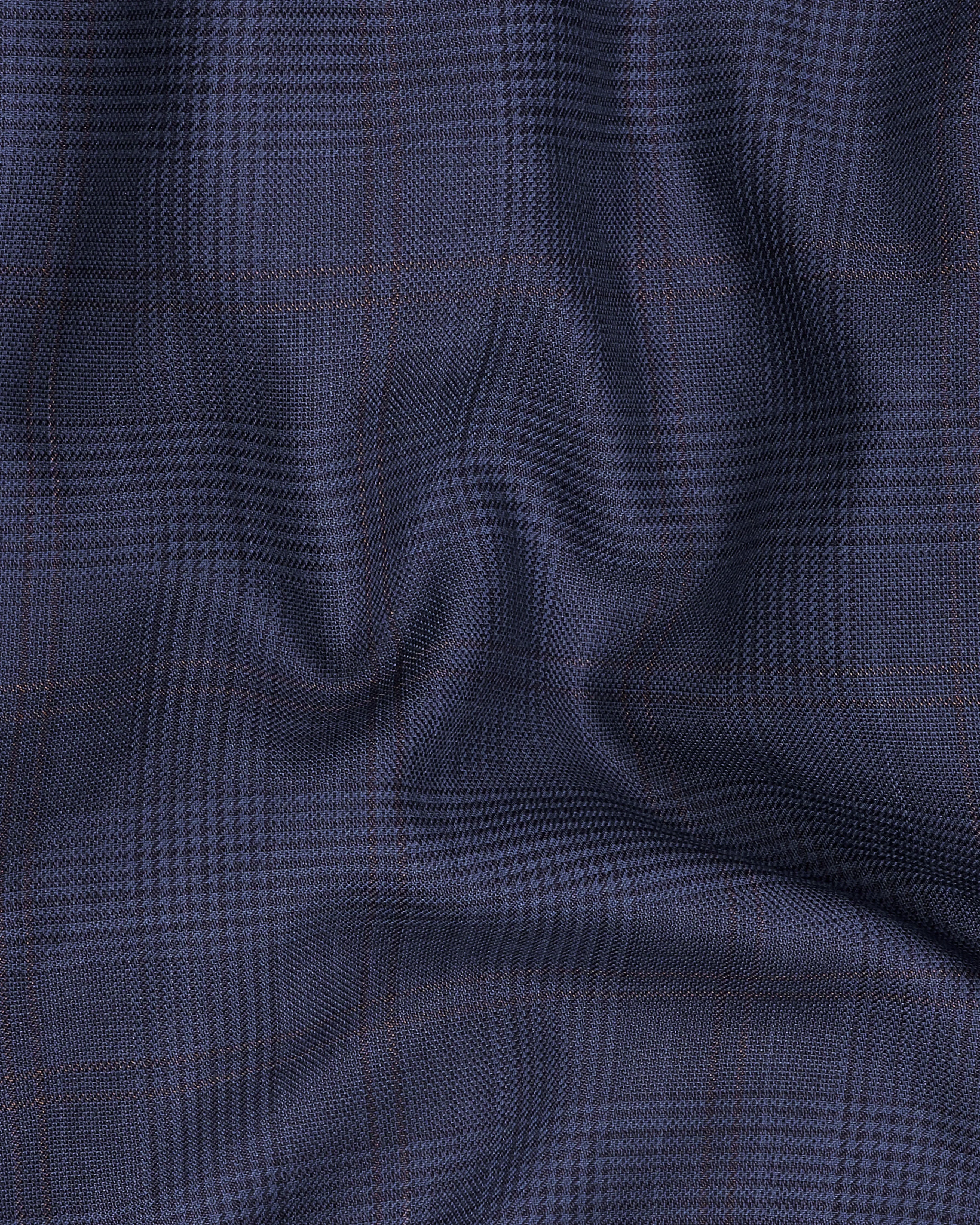 Spruce Blue Subtle Plaid Bandhgala Blazer