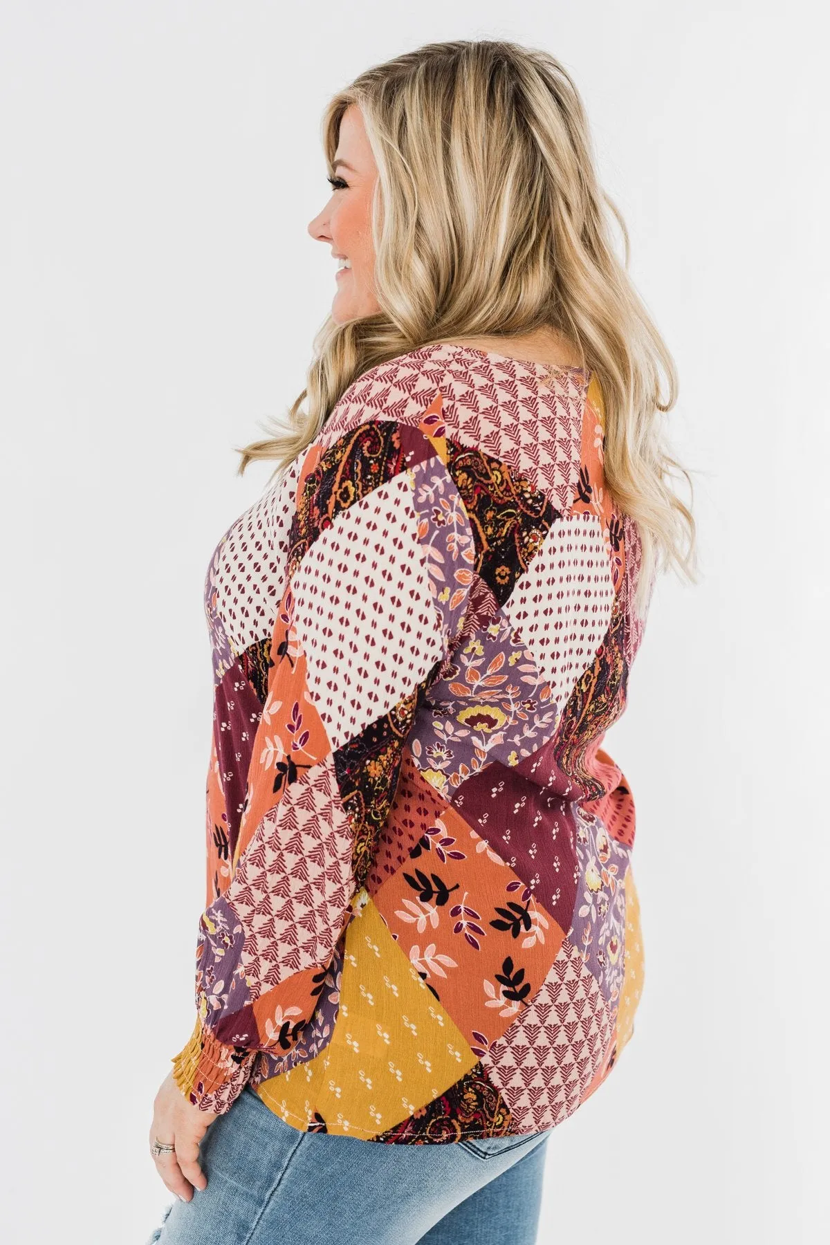 Stay Forever Printed Blouse- Purple Tones