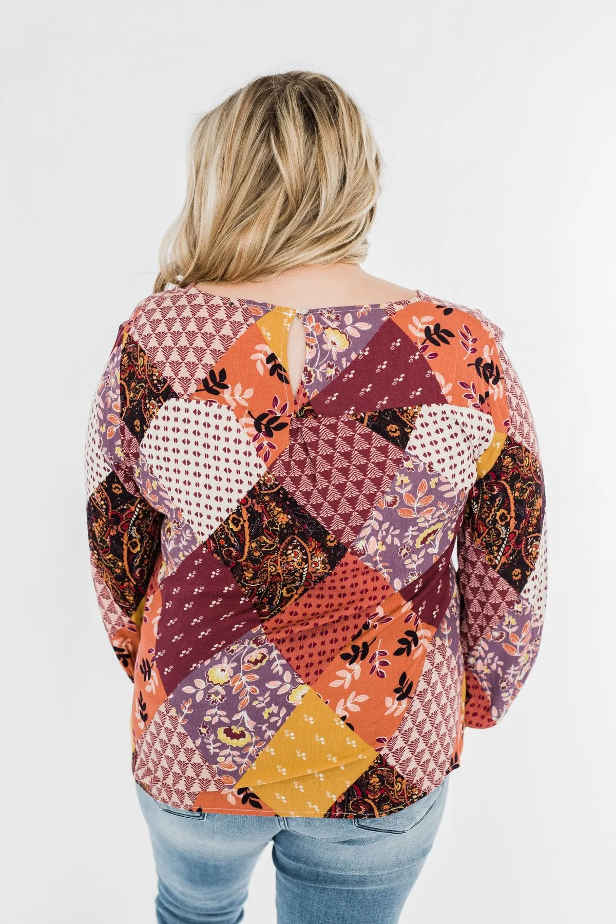Stay Forever Printed Blouse- Purple Tones