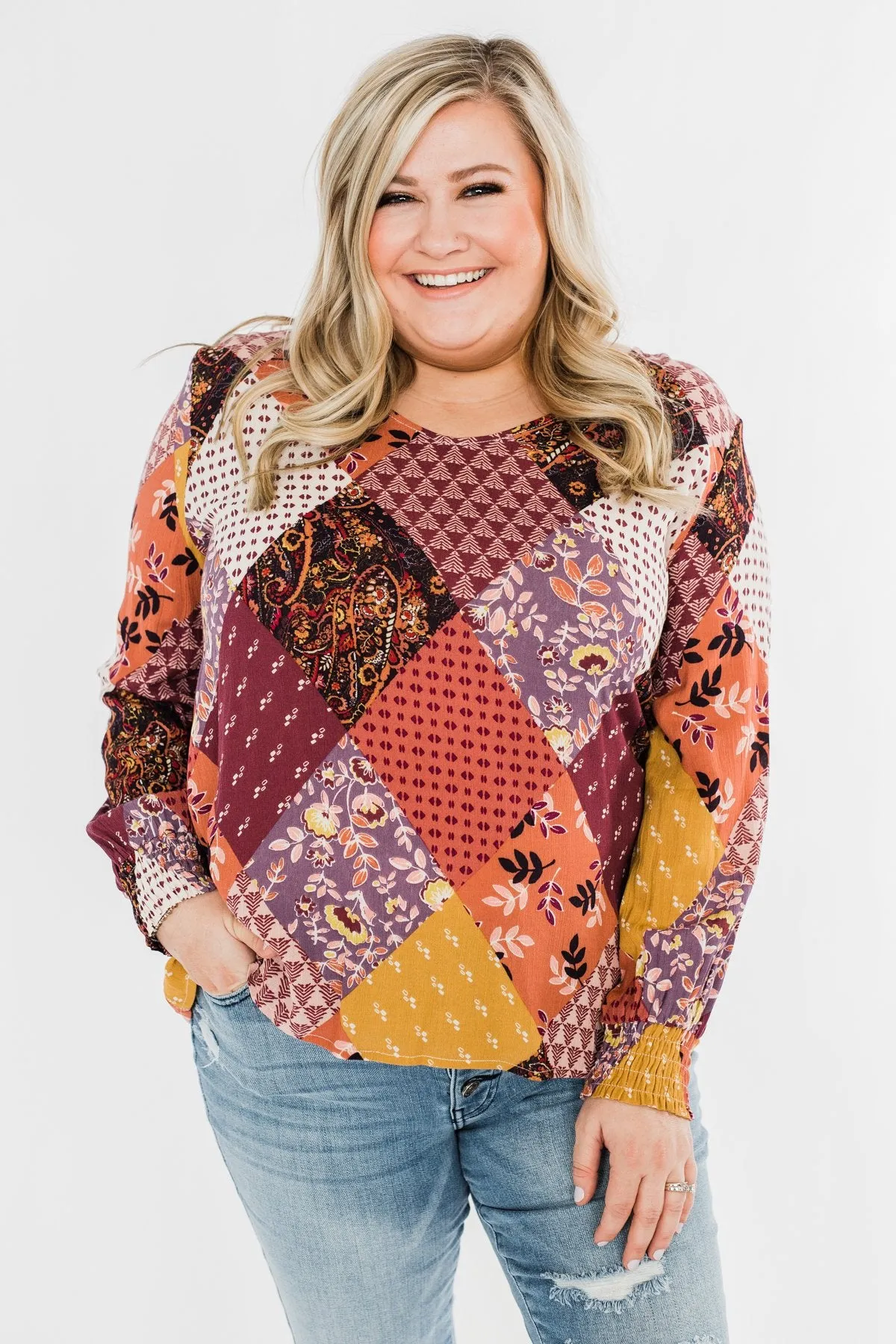 Stay Forever Printed Blouse- Purple Tones