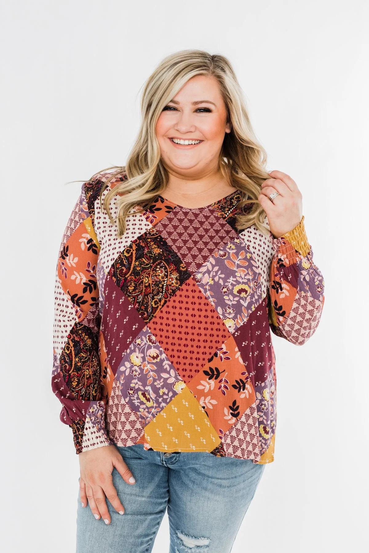 Stay Forever Printed Blouse- Purple Tones