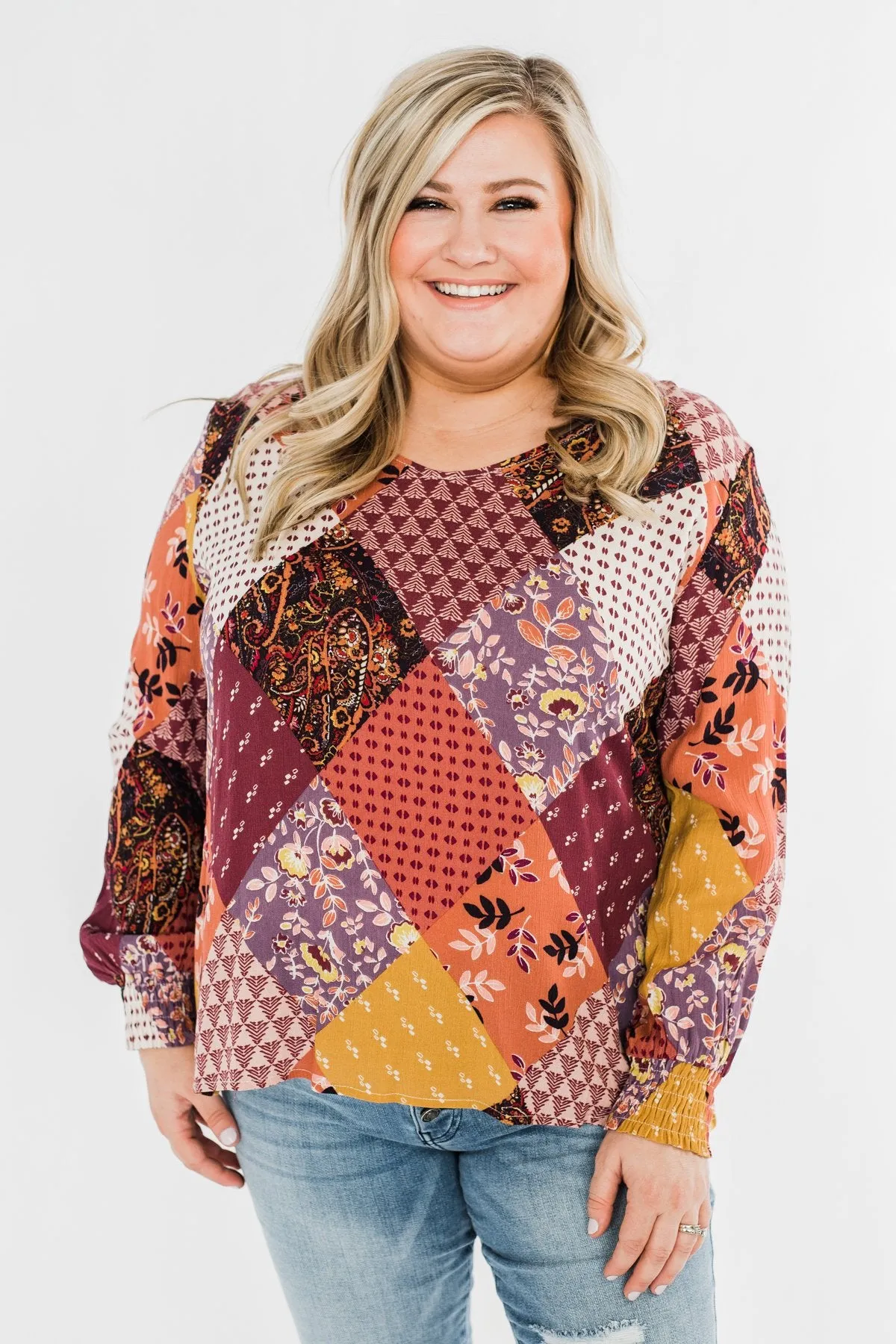 Stay Forever Printed Blouse- Purple Tones