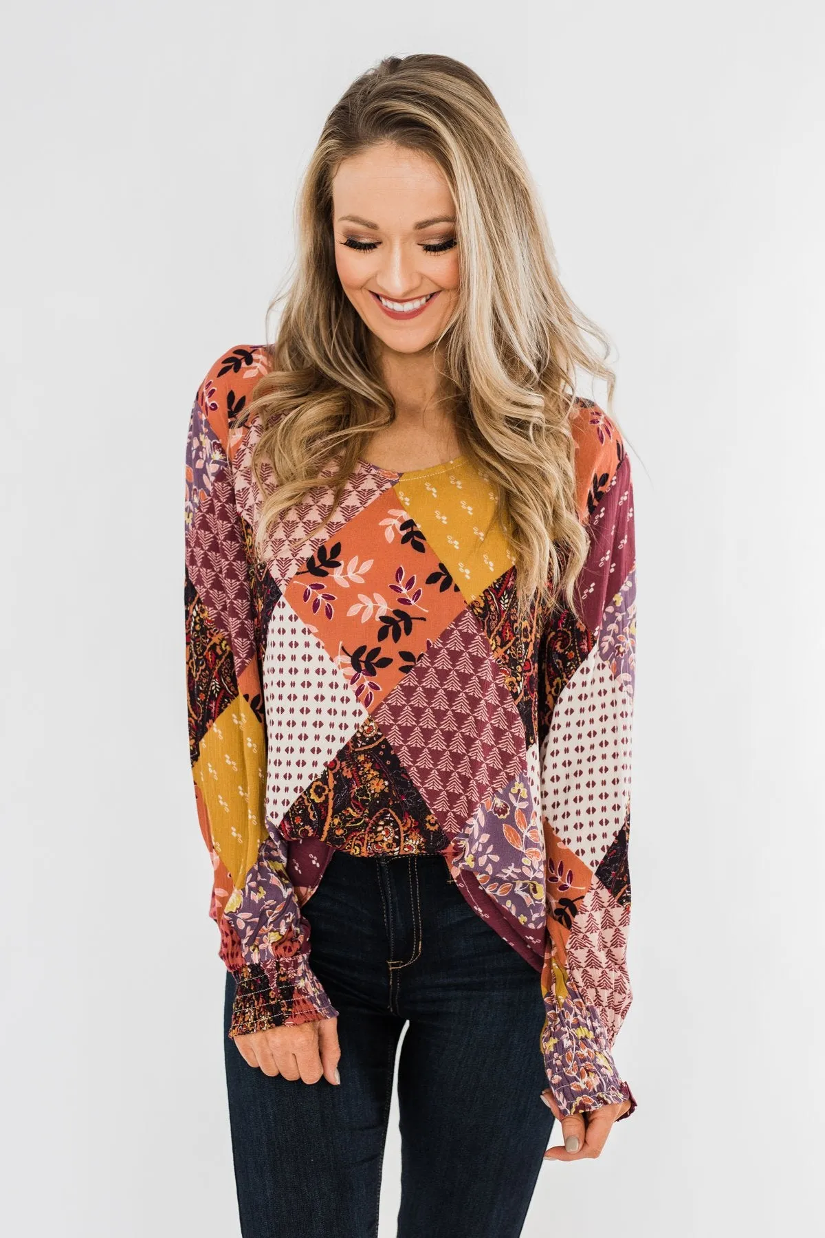 Stay Forever Printed Blouse- Purple Tones