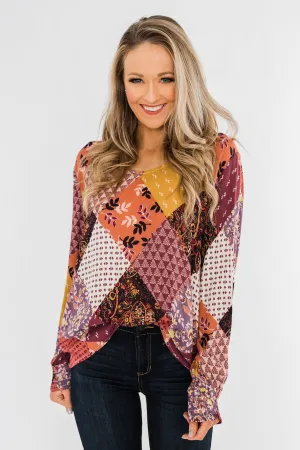 Stay Forever Printed Blouse- Purple Tones