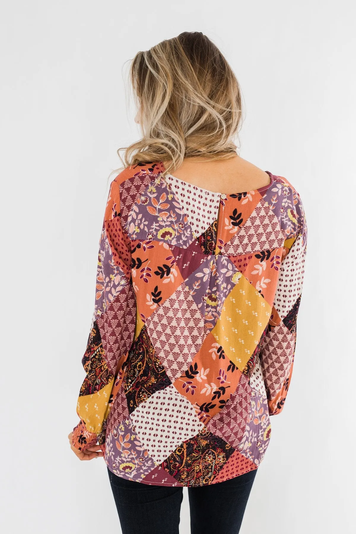Stay Forever Printed Blouse- Purple Tones
