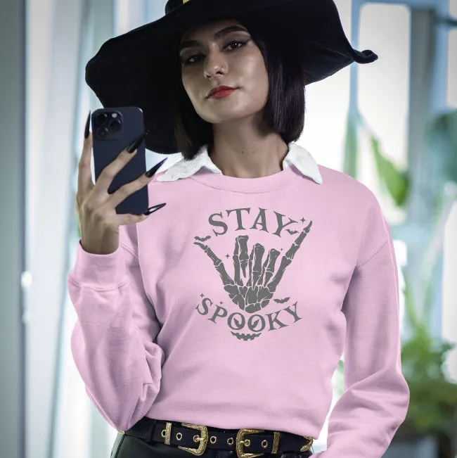 Stay Spooky Rock and Roll Hand Skeleton Hand Sweatshirt