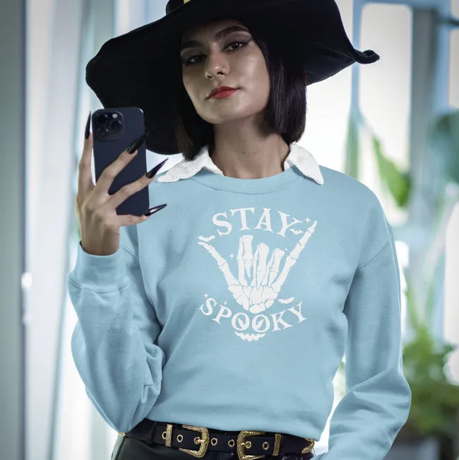 Stay Spooky Rock and Roll Hand Skeleton Hand Sweatshirt