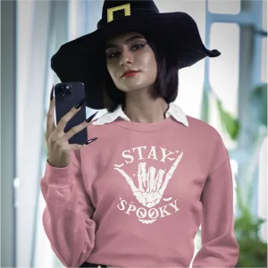 Stay Spooky Rock and Roll Hand Skeleton Hand Sweatshirt