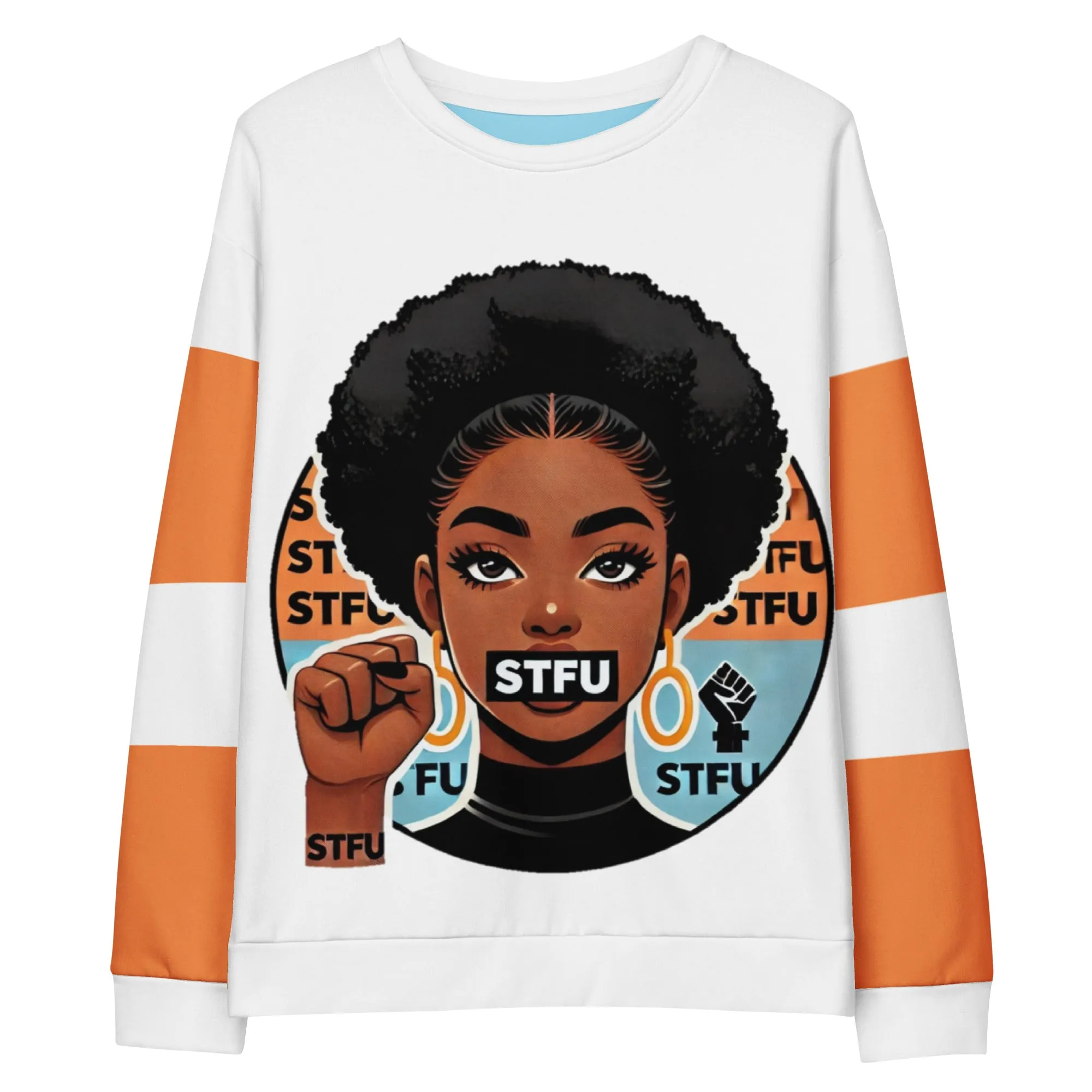 STFU Power Fist Unisex Sweatshirt - Stripes - Female