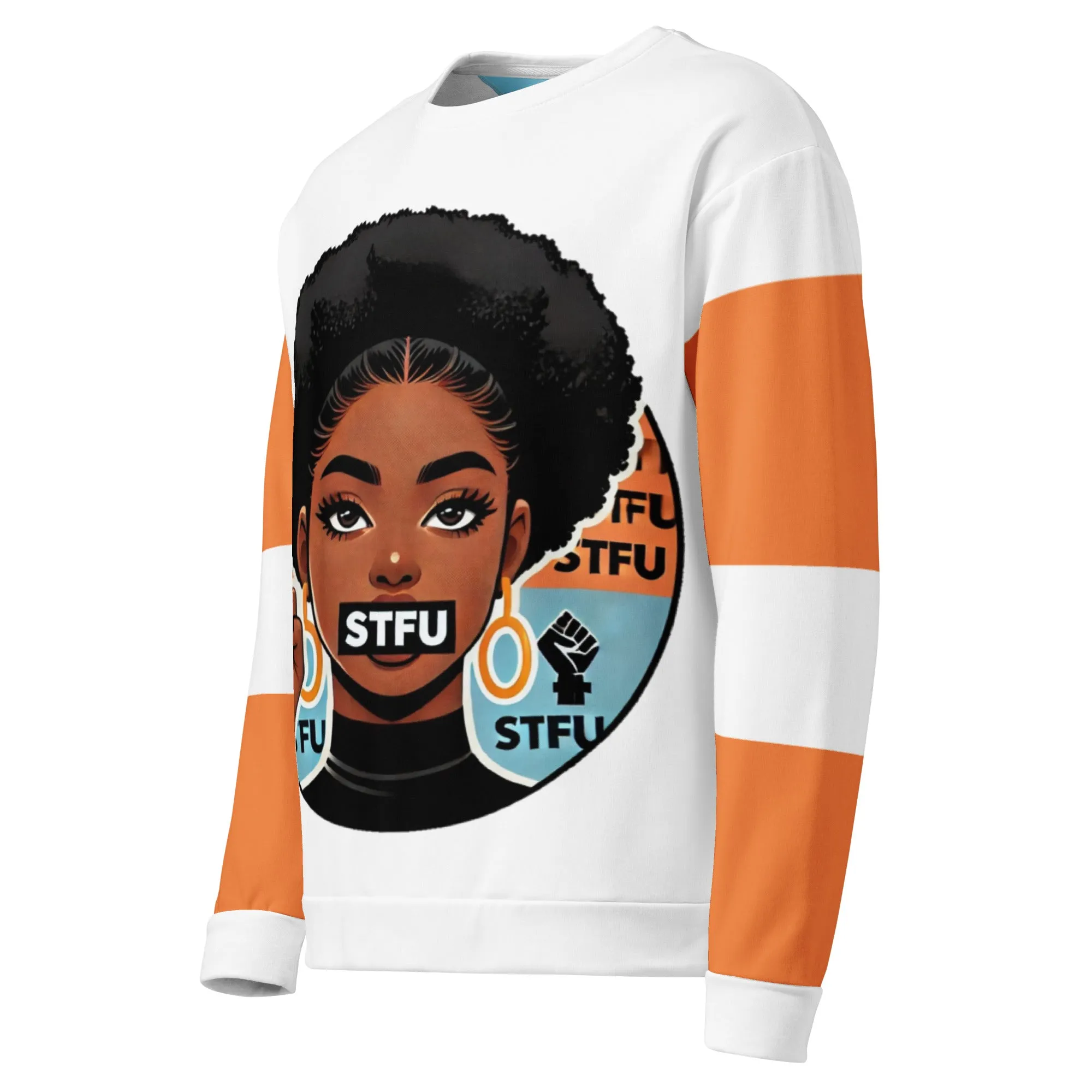 STFU Power Fist Unisex Sweatshirt - Stripes - Female