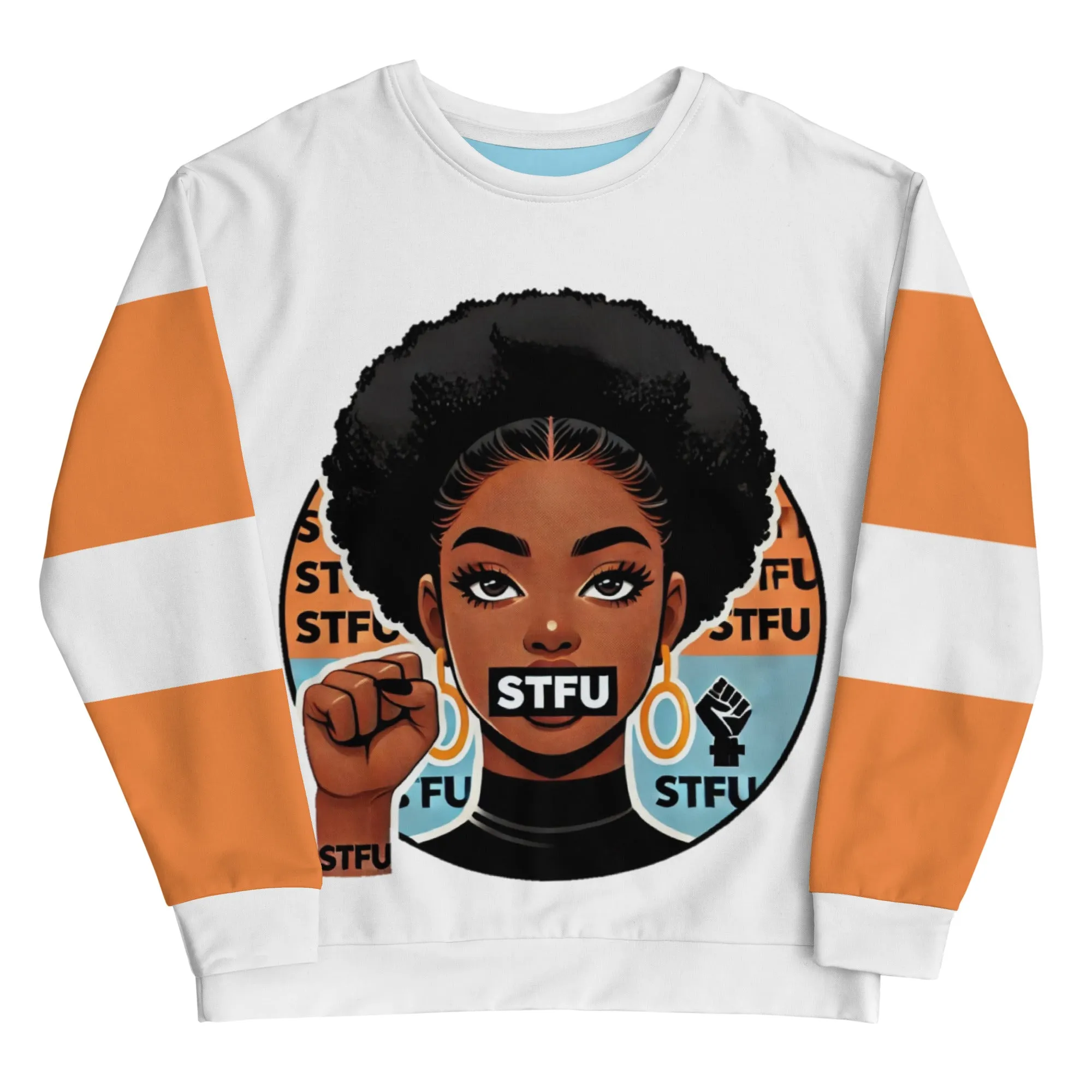 STFU Power Fist Unisex Sweatshirt - Stripes - Female