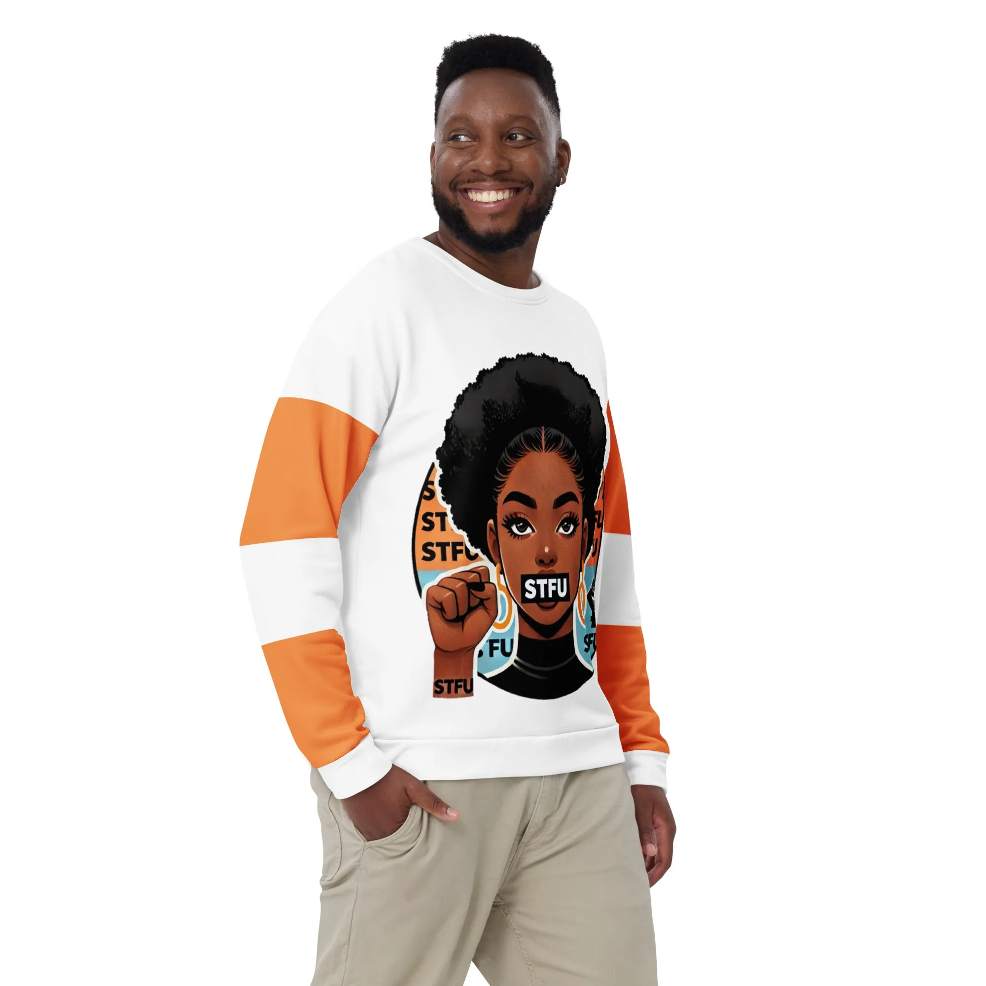 STFU Power Fist Unisex Sweatshirt - Stripes - Female