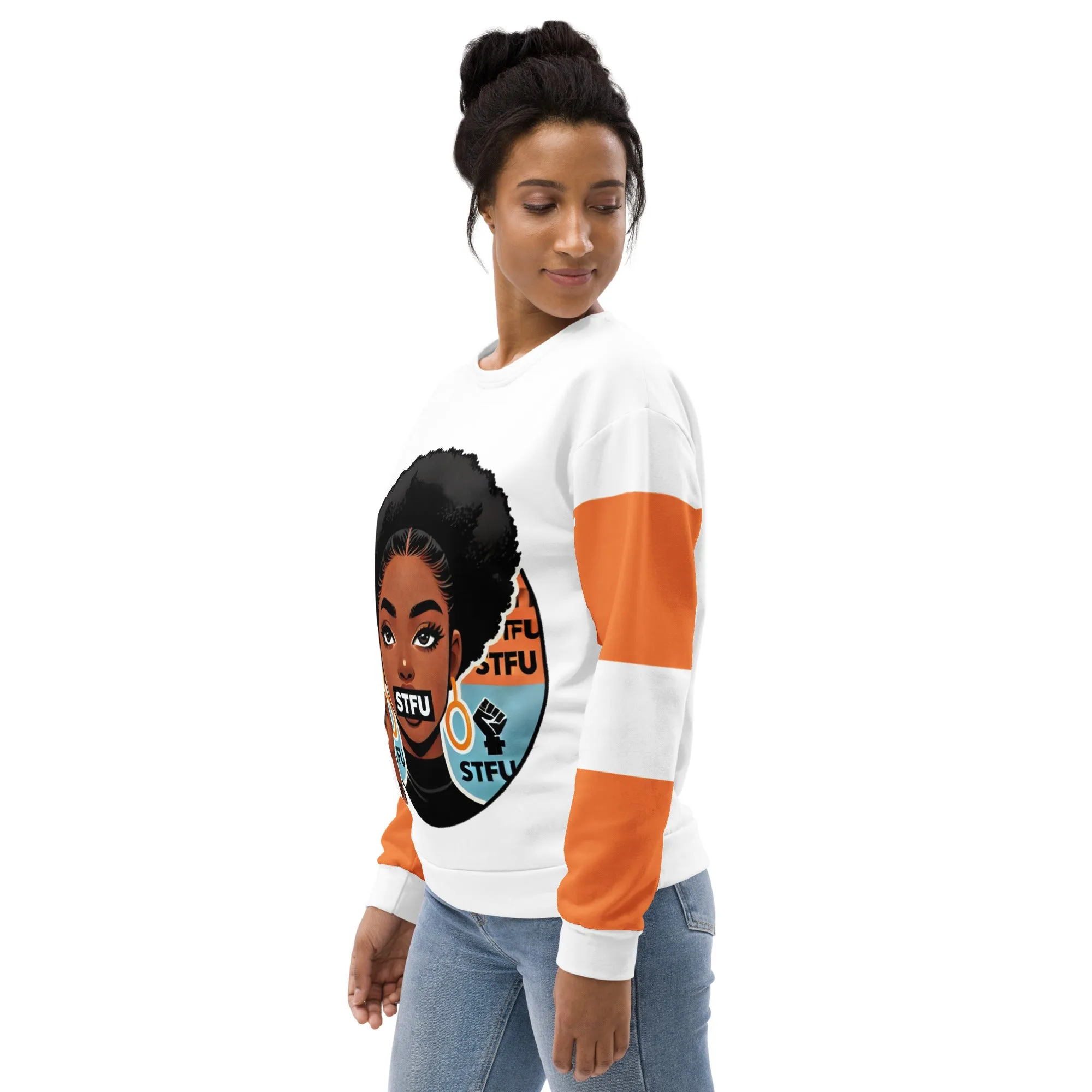 STFU Power Fist Unisex Sweatshirt - Stripes - Female