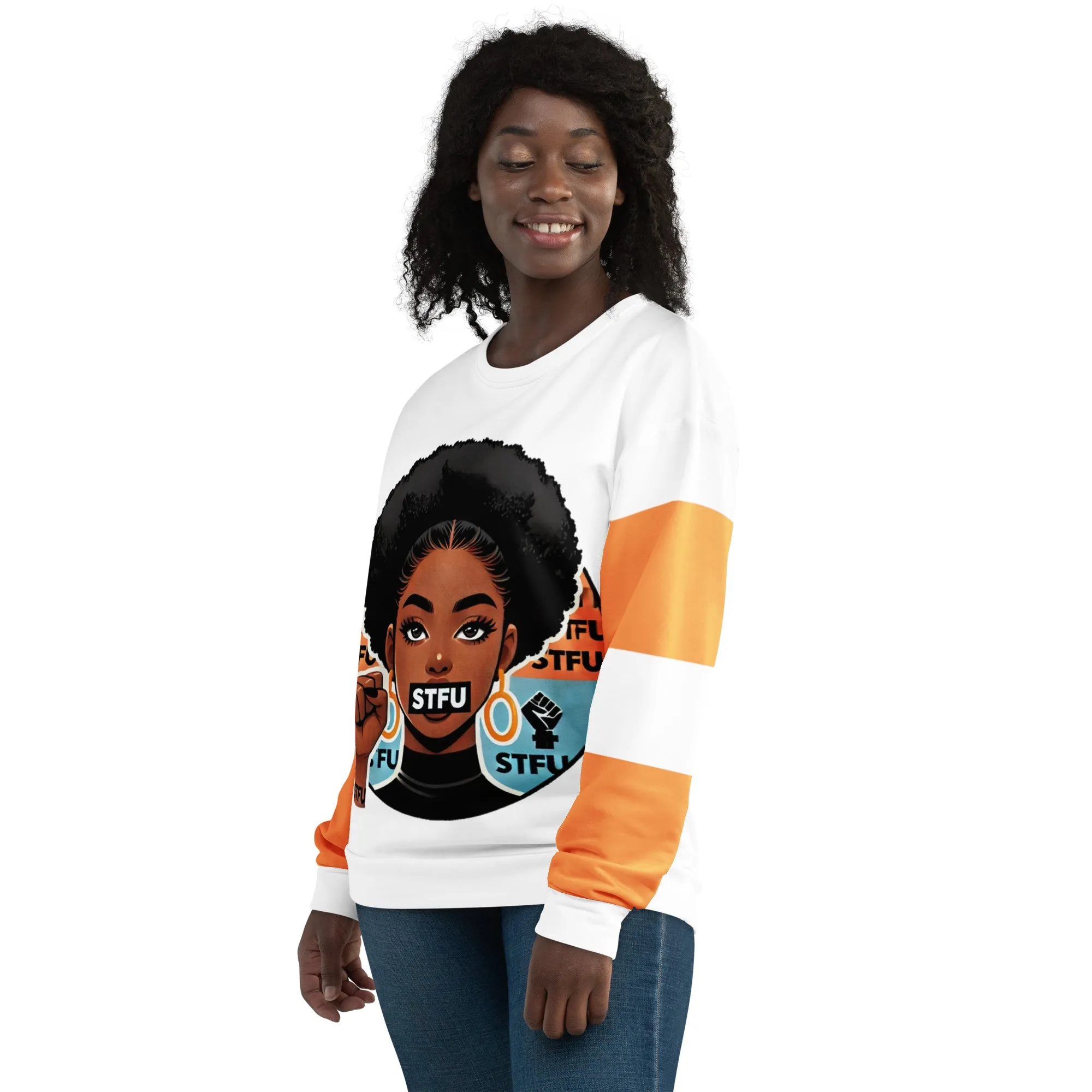 STFU Power Fist Unisex Sweatshirt - Stripes - Female