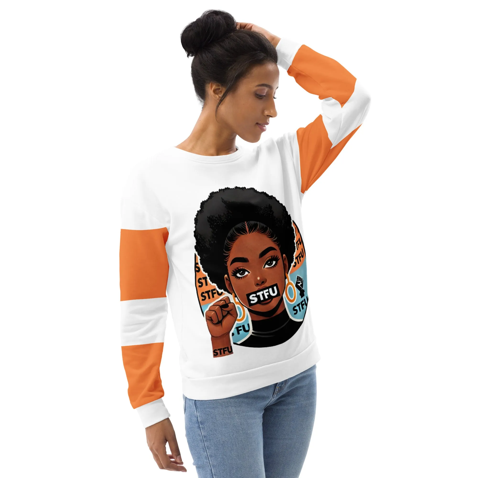 STFU Power Fist Unisex Sweatshirt - Stripes - Female