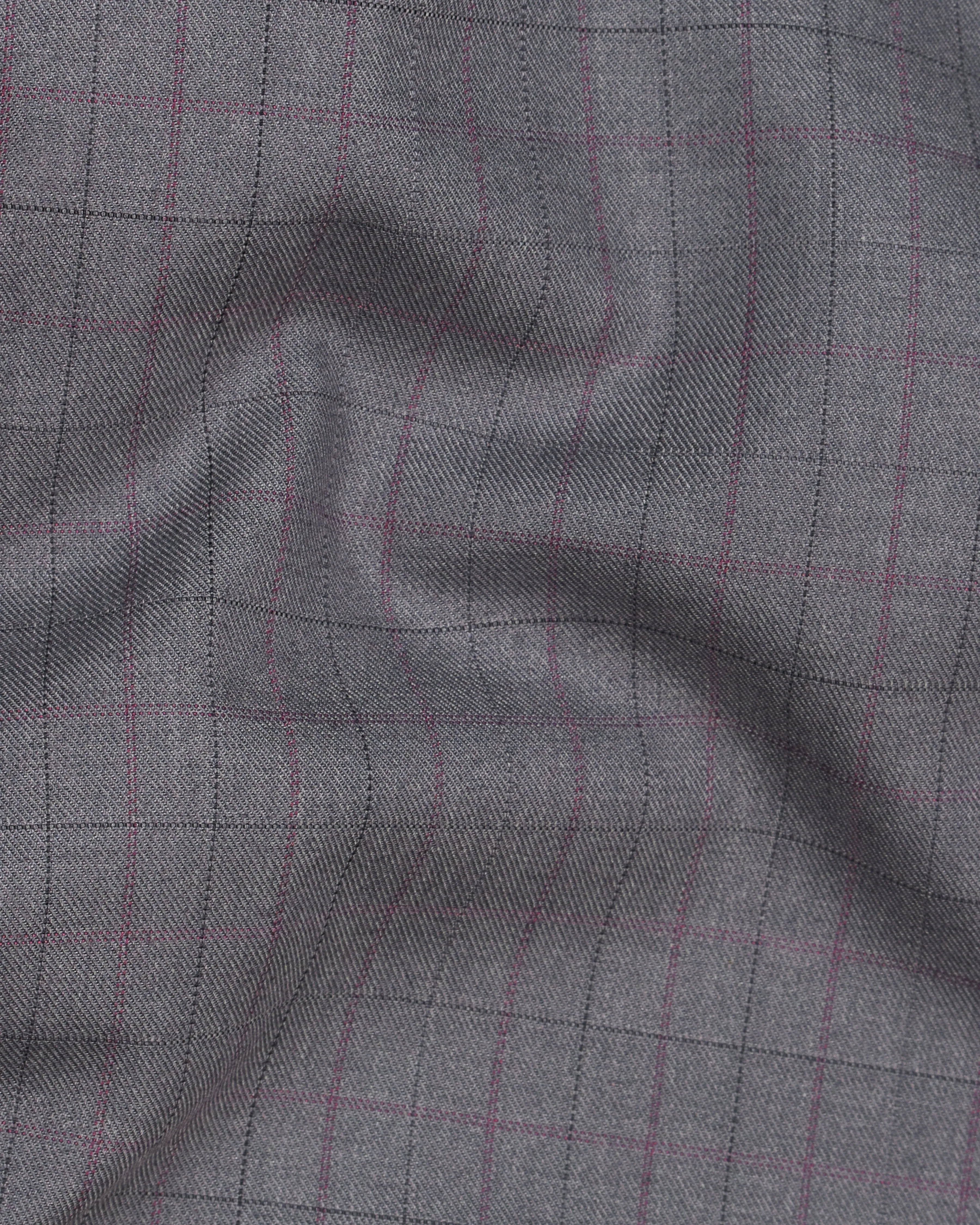 Storm Dust Gray Plaid Double Breasted Blazer