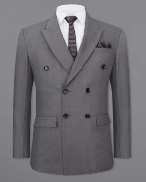Storm Dust Gray Plaid Double Breasted Blazer