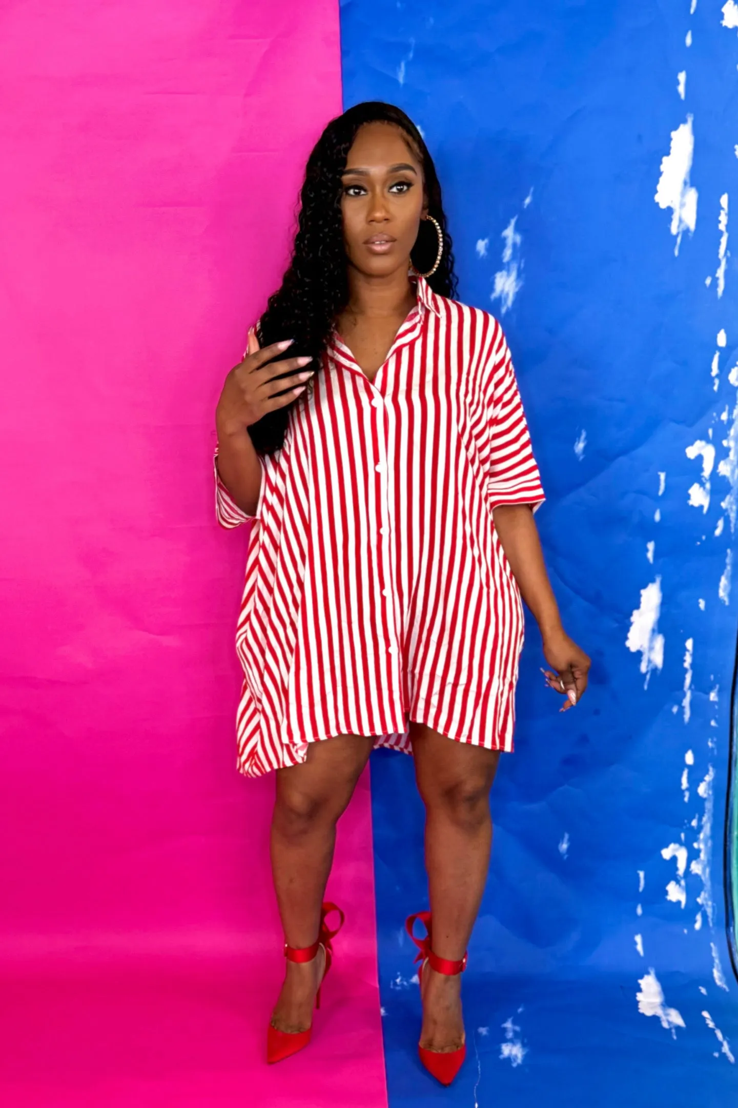 STRIPED OVERSIZED SHIRT DRESS