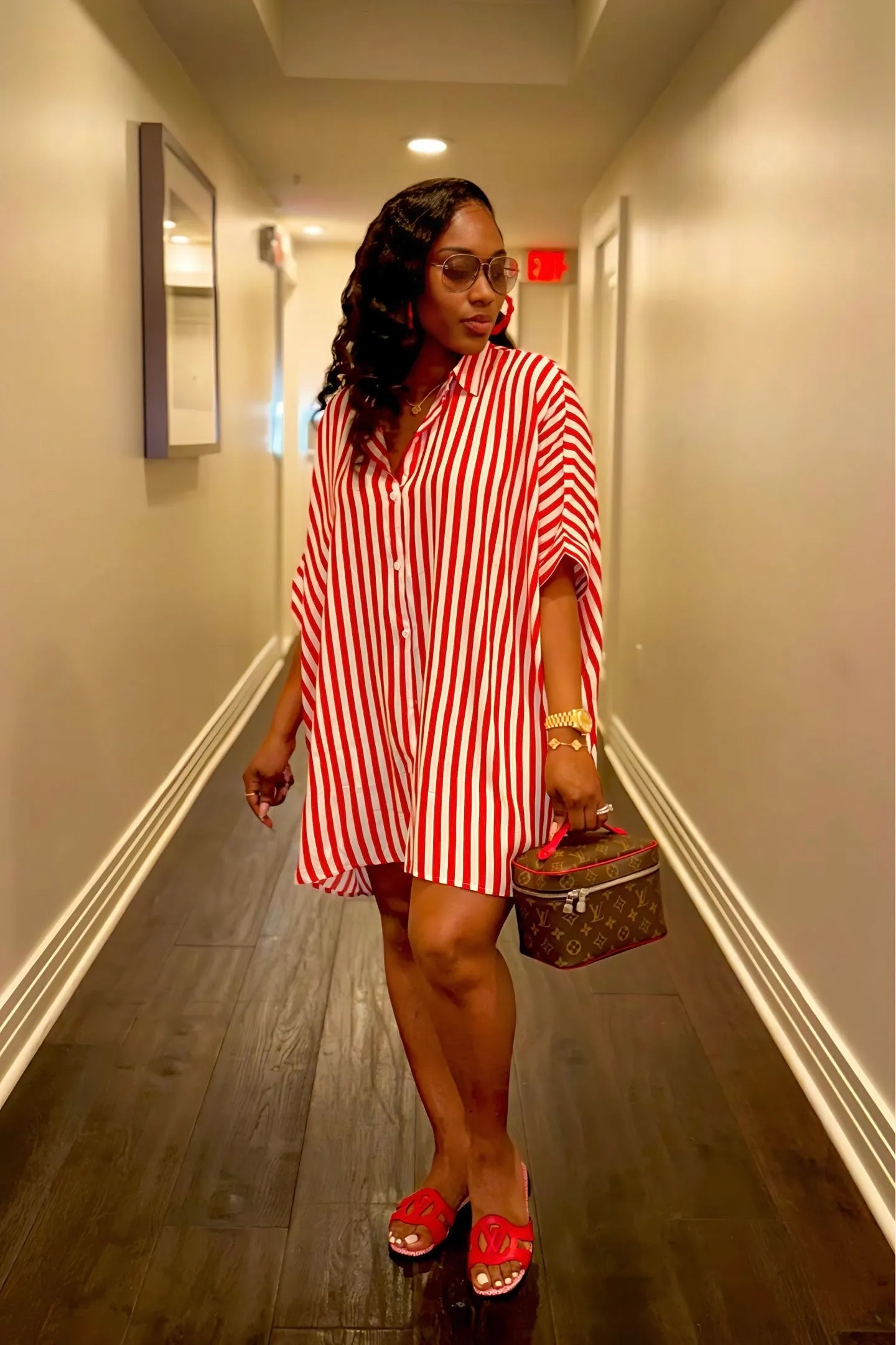 STRIPED OVERSIZED SHIRT DRESS