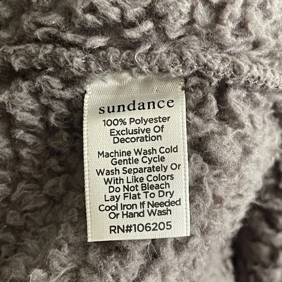 Sundance Mountain Loft Fleece Pullover Size L Petite Grey Teddy Lightweight Boxy
