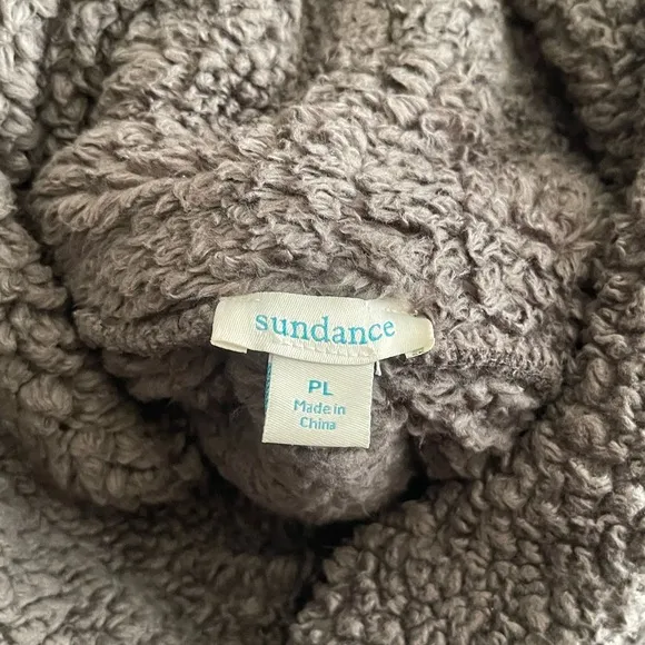 Sundance Mountain Loft Fleece Pullover Size L Petite Grey Teddy Lightweight Boxy