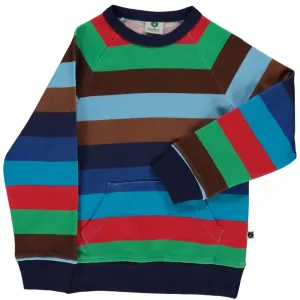 Sweatshirt With Stripes & Front Pocket - Medieval Blue