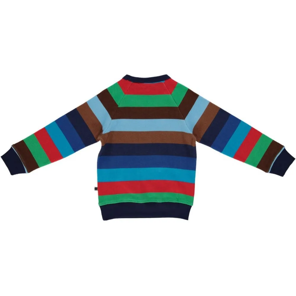 Sweatshirt With Stripes & Front Pocket - Medieval Blue
