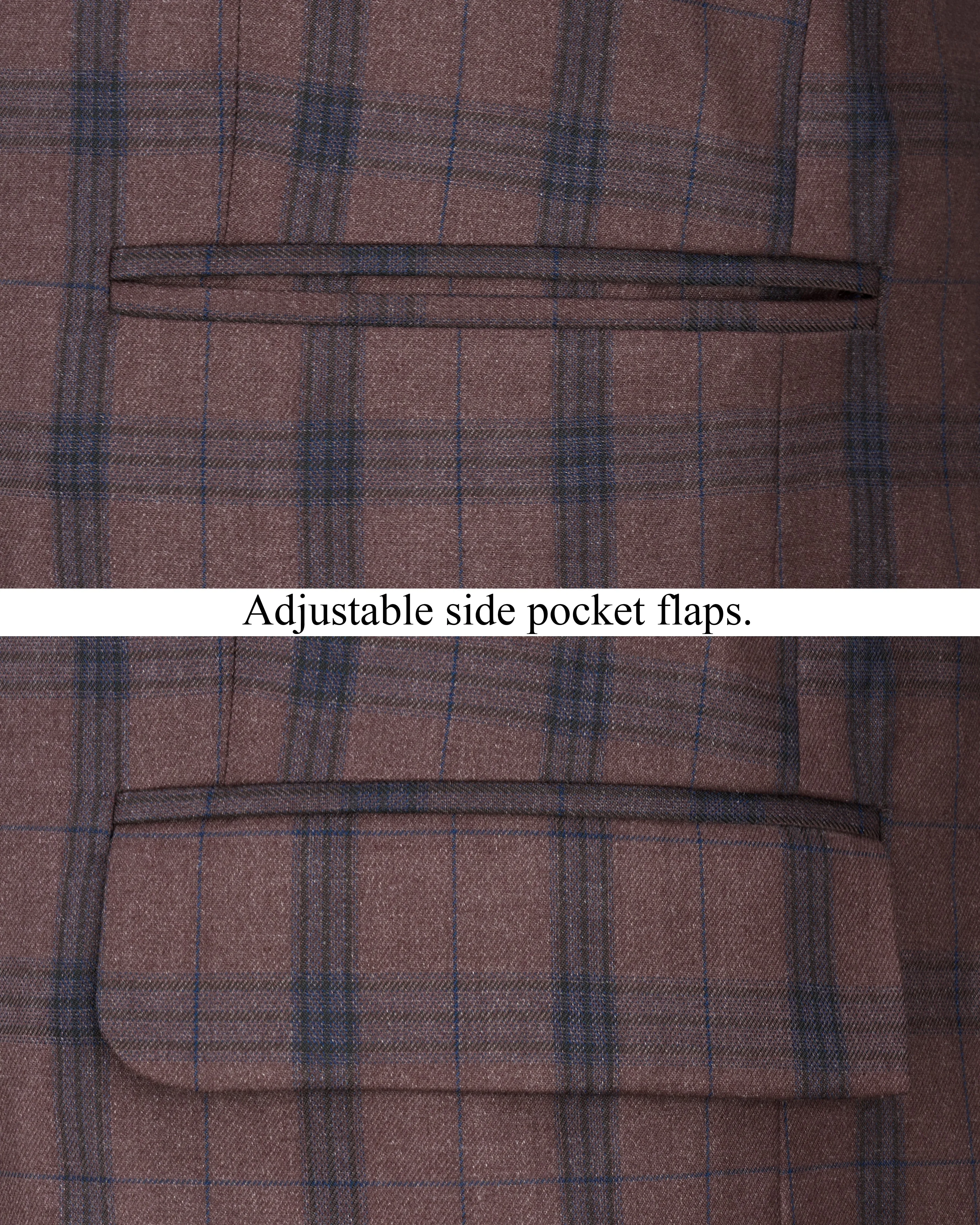 Taupe Brown Plaid Single Breasted Blazer