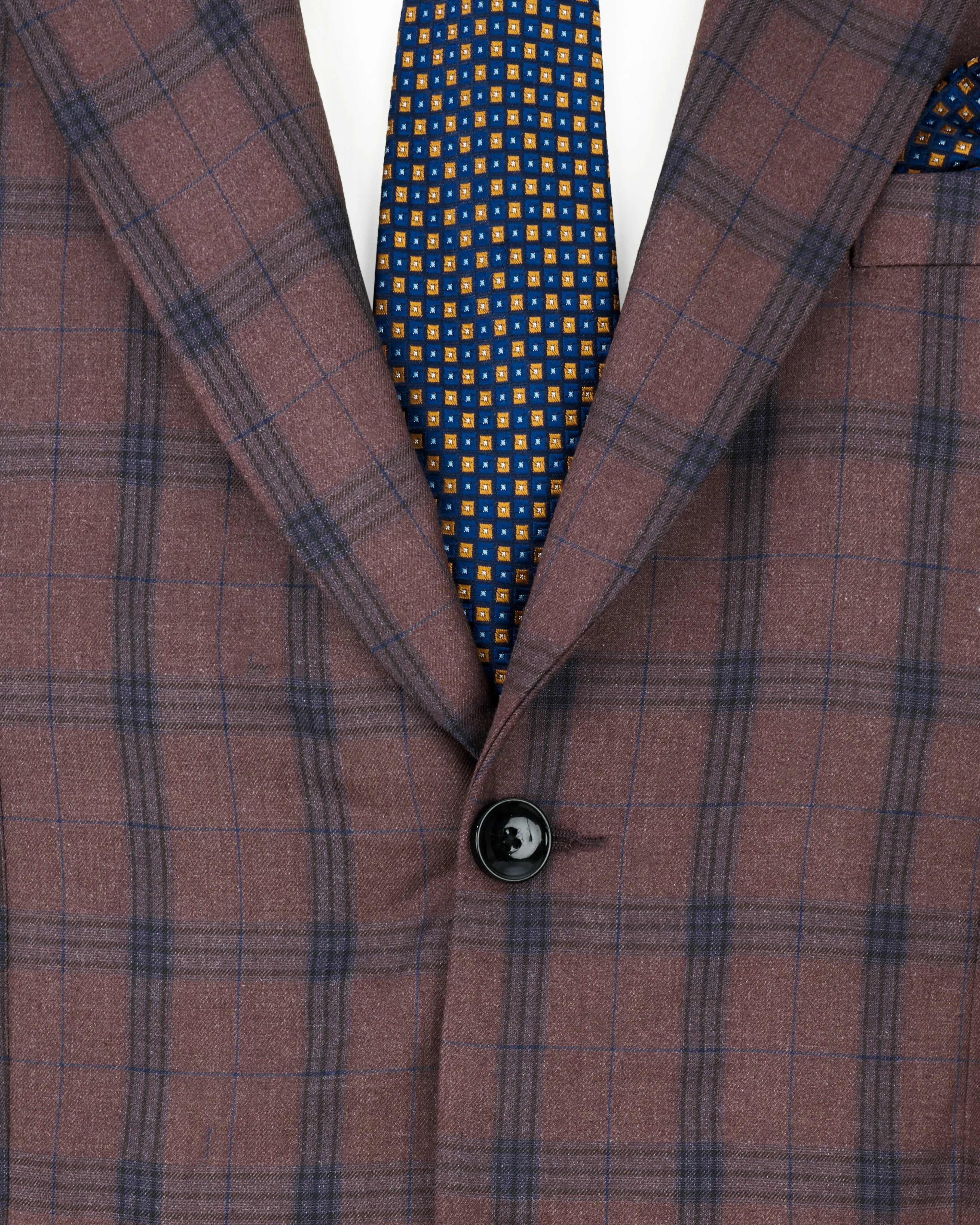 Taupe Brown Plaid Single Breasted Blazer