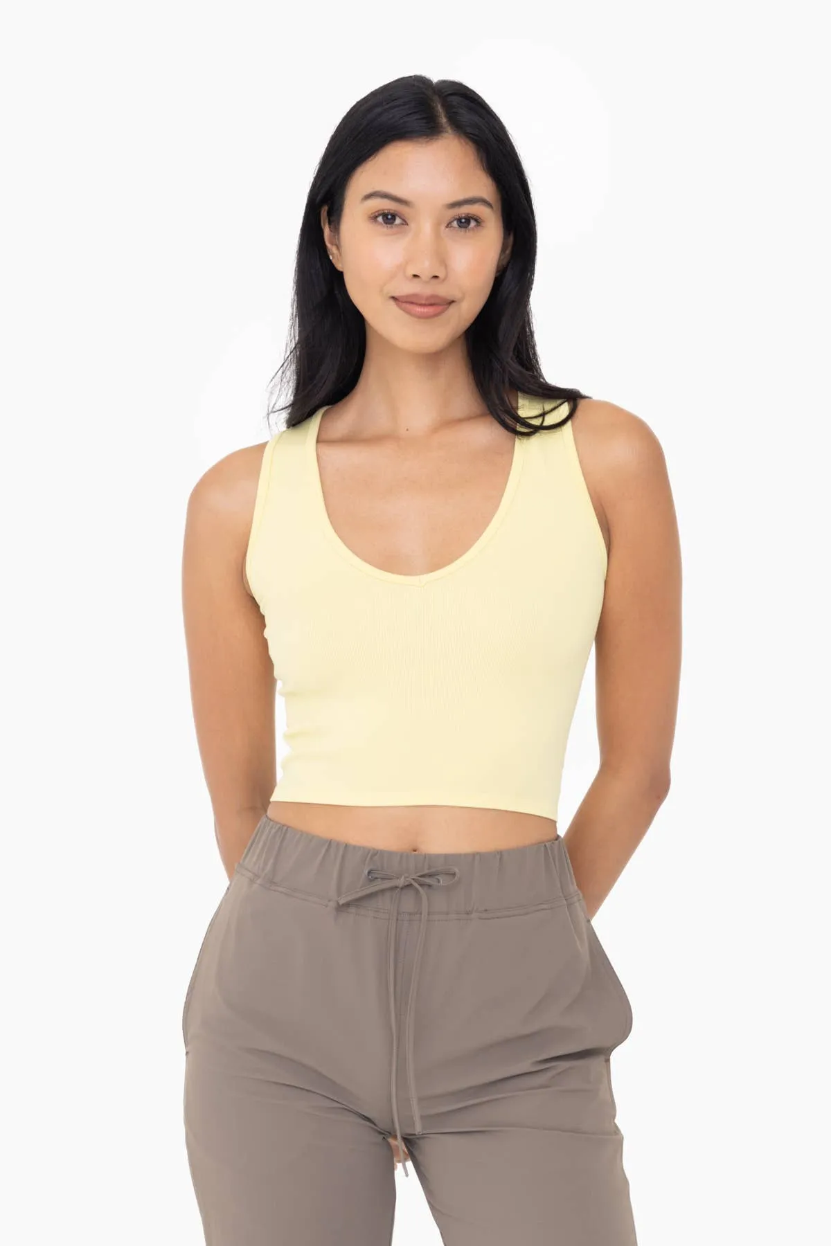 Tessa- Seamless Ribbed V-Neck Crop Top
