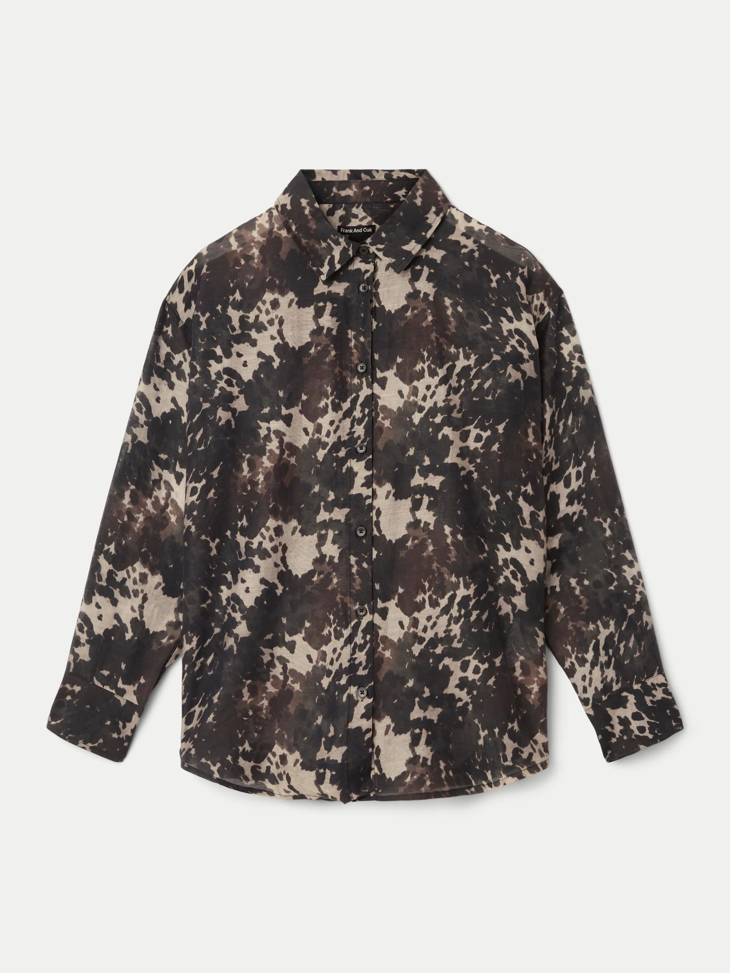 The Printed Sheer Shirt in Black
