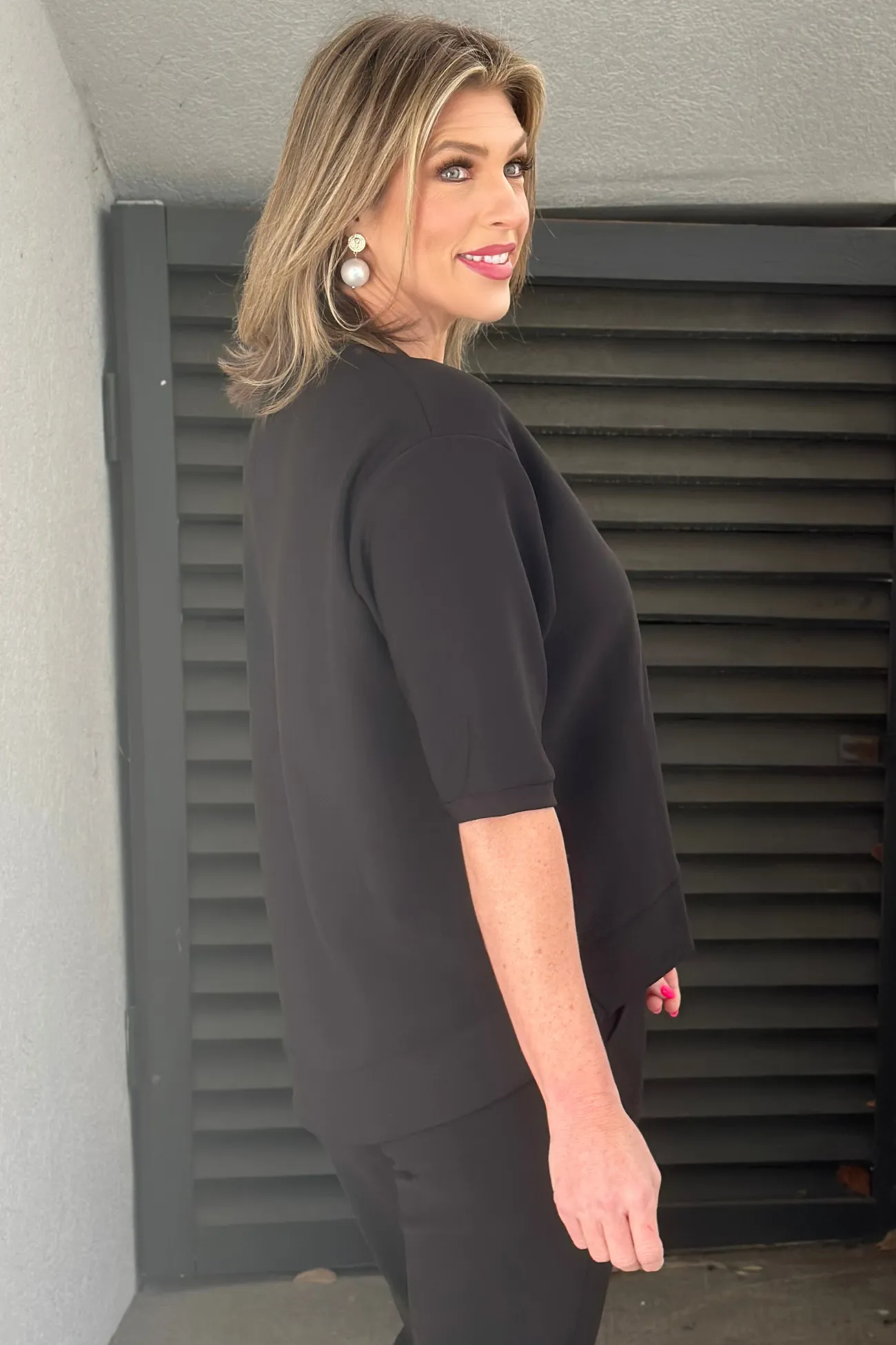 The Saint Johns Knit Black Crepe Top