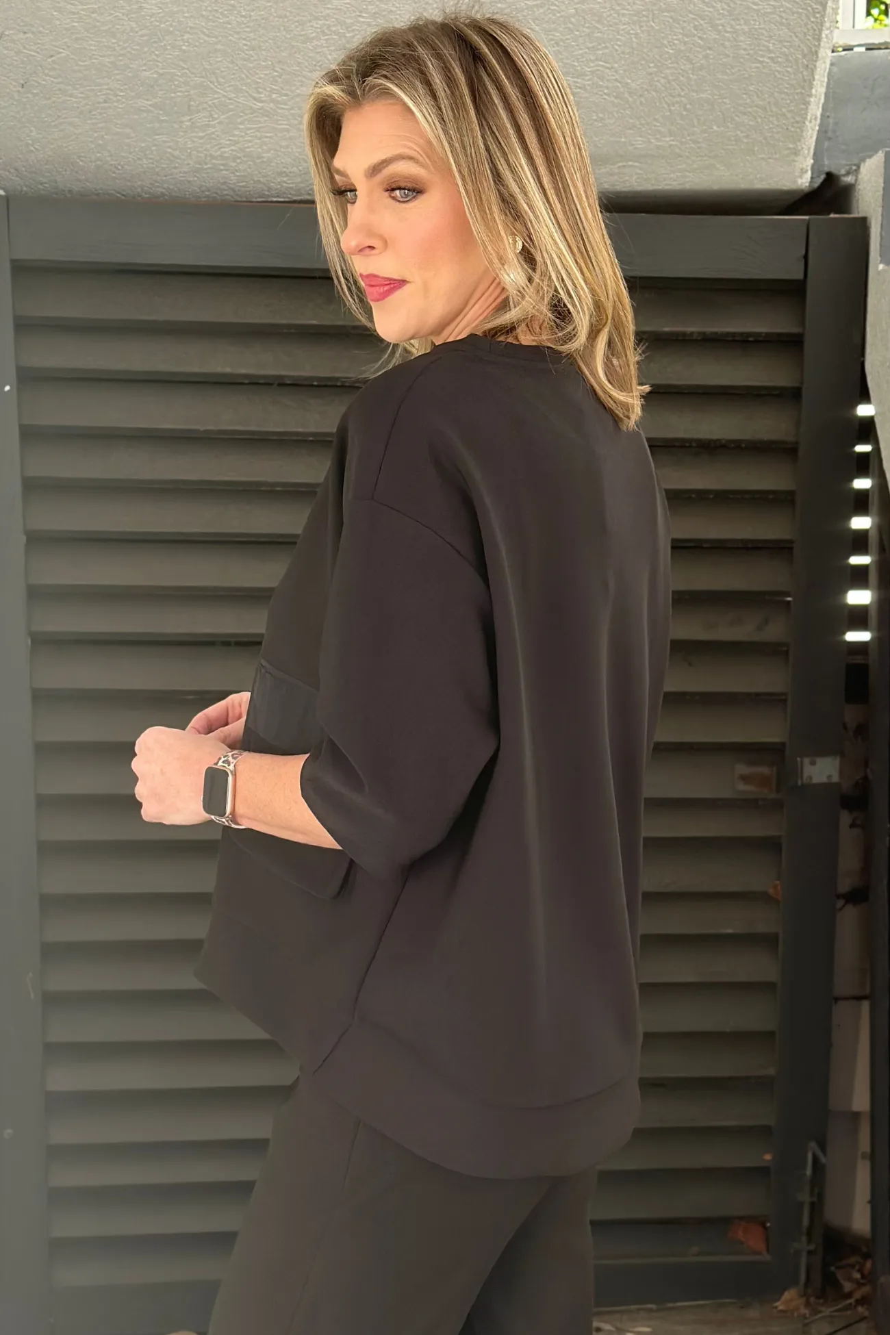 The Saint Johns Knit Black Crepe Top