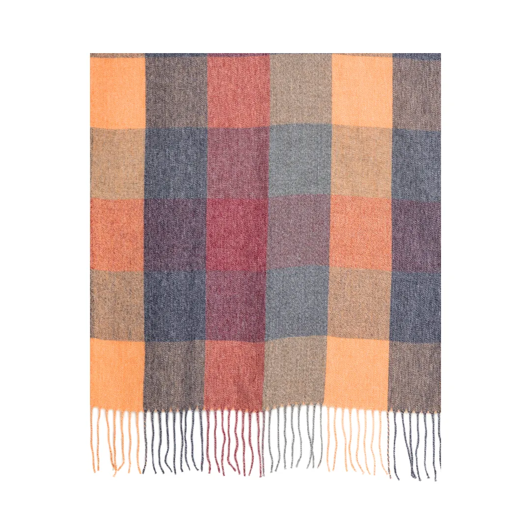 THSS2776: Orange: Autumn Checkered Scarf