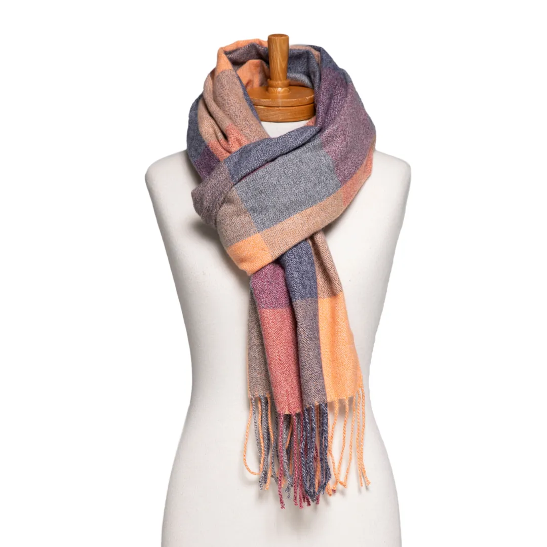 THSS2776: Orange: Autumn Checkered Scarf