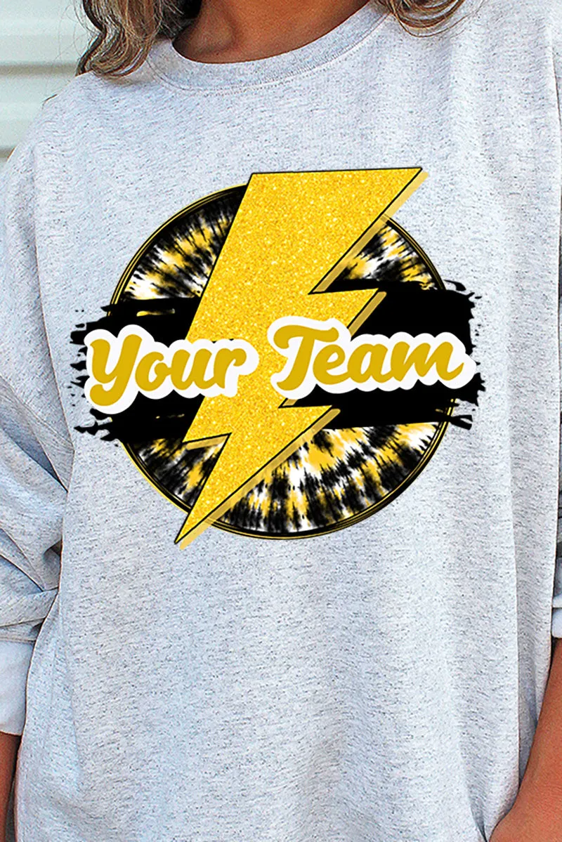 Tie Dye Bolt Black And Yellow Unisex NuBlend Crew Sweatshirt