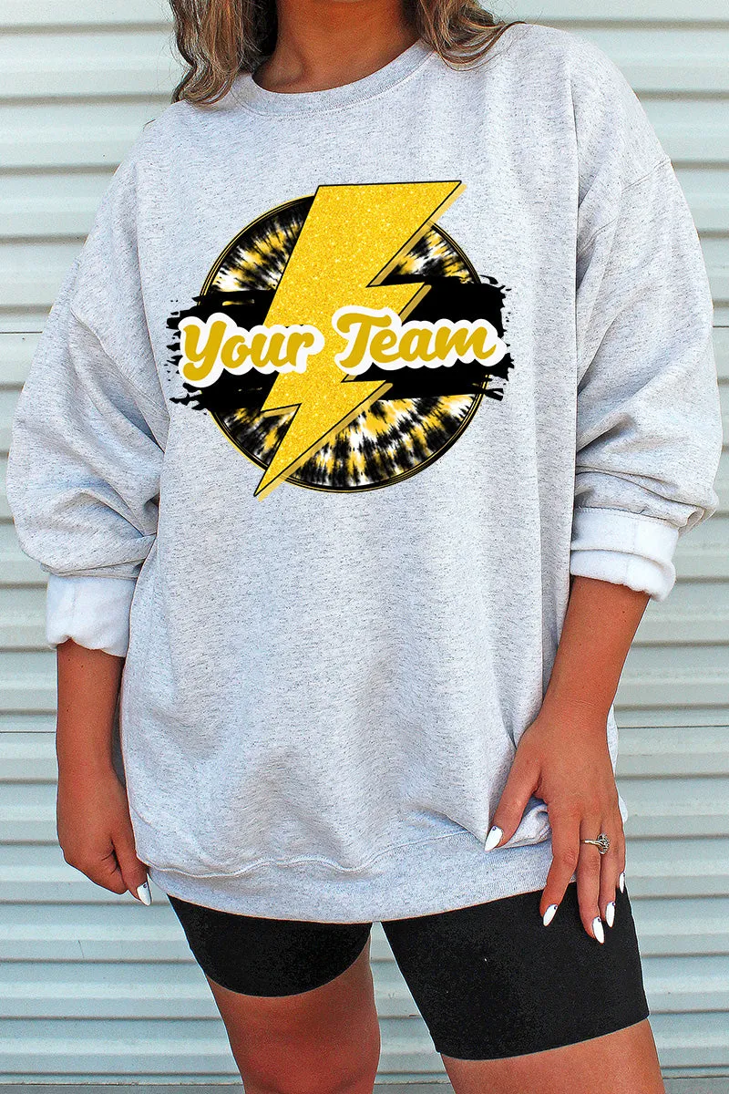 Tie Dye Bolt Black And Yellow Unisex NuBlend Crew Sweatshirt