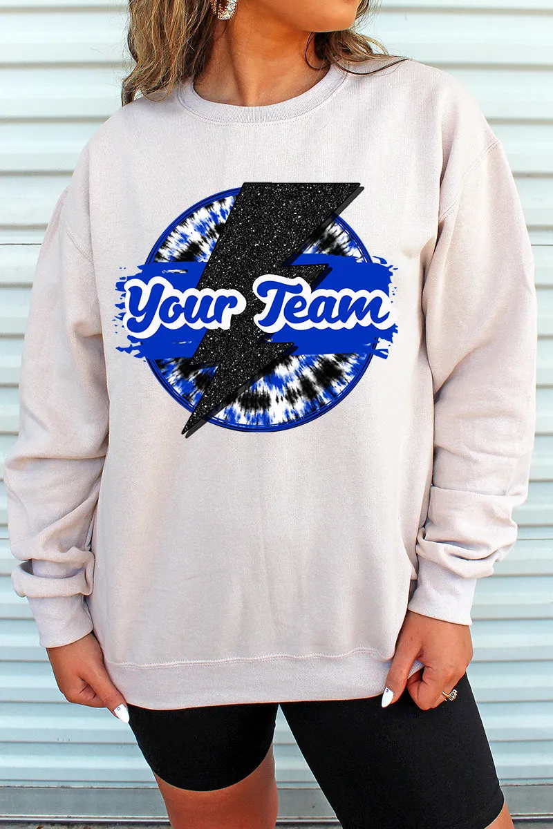 Tie Dye Bolt Blue And Black Unisex NuBlend Crew Sweatshirt