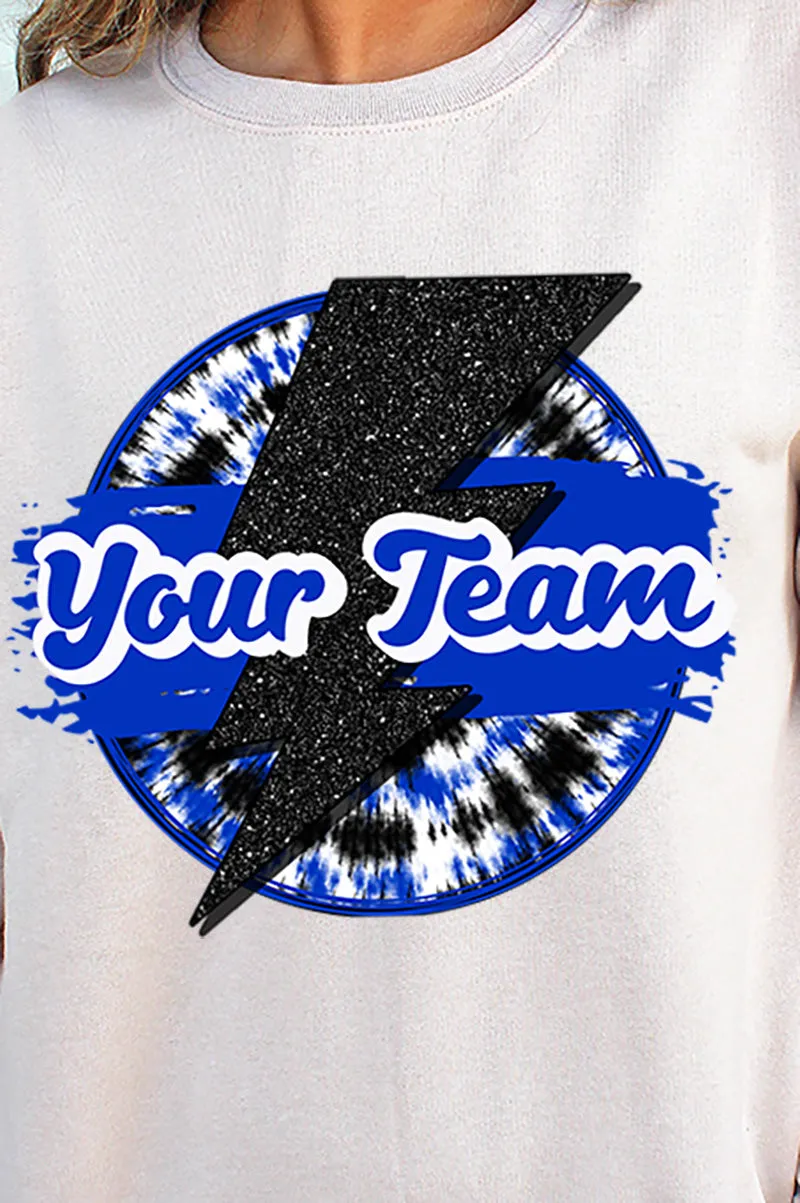 Tie Dye Bolt Blue And Black Unisex NuBlend Crew Sweatshirt