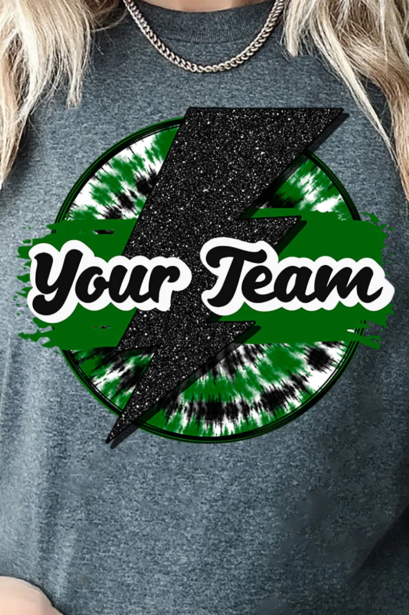 Tie Dye Bolt Green And Black Short Sleeve Relaxed Fit T-Shirt
