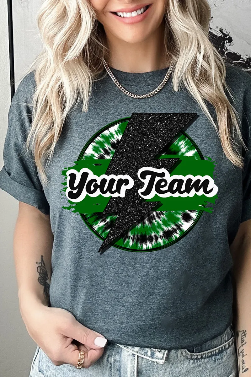 Tie Dye Bolt Green And Black Short Sleeve Relaxed Fit T-Shirt