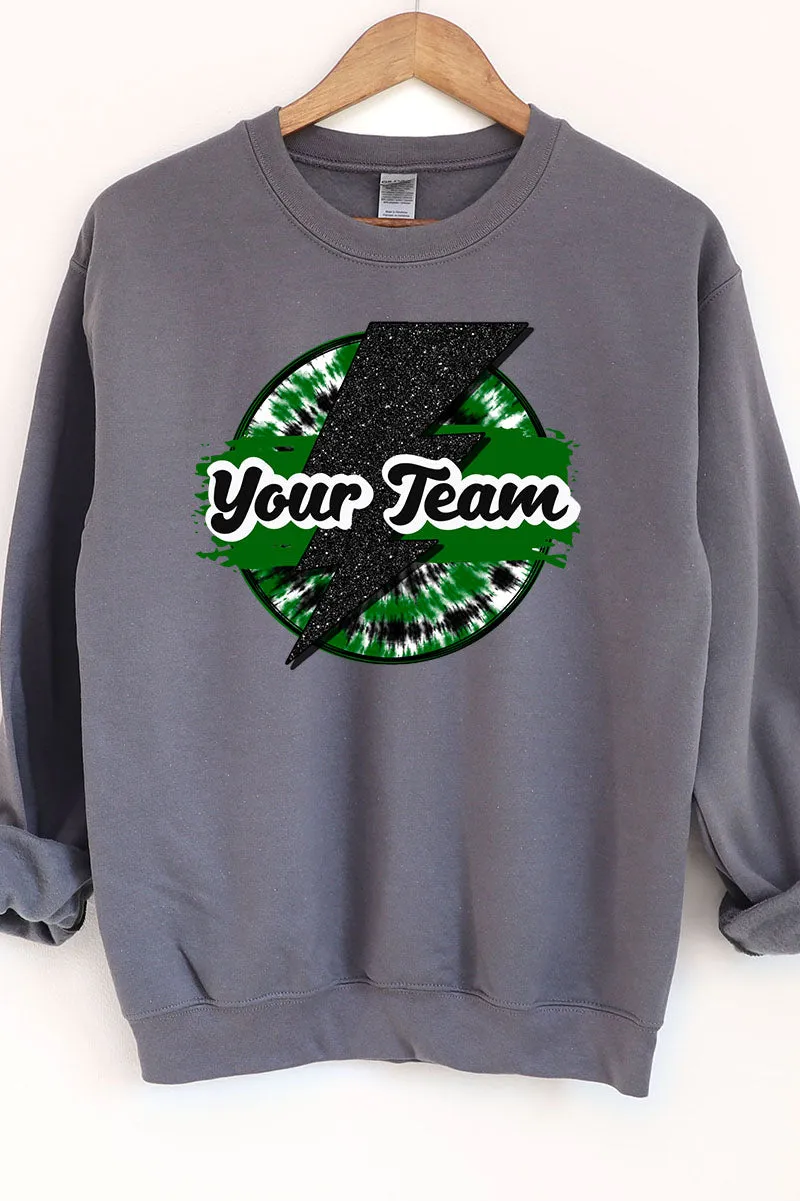 Tie Dye Bolt Green And Black Unisex NuBlend Crew Sweatshirt
