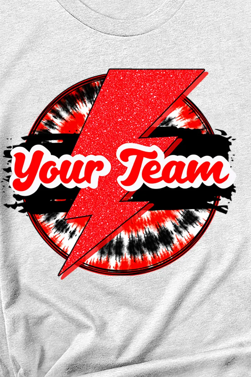 Tie Dye Bolt Red And Black Short Sleeve Relaxed Fit T-Shirt